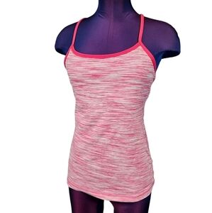 Lululemon Power‎ Y Tank Heathered Pink & White Luon Tank Top Size Small Women's